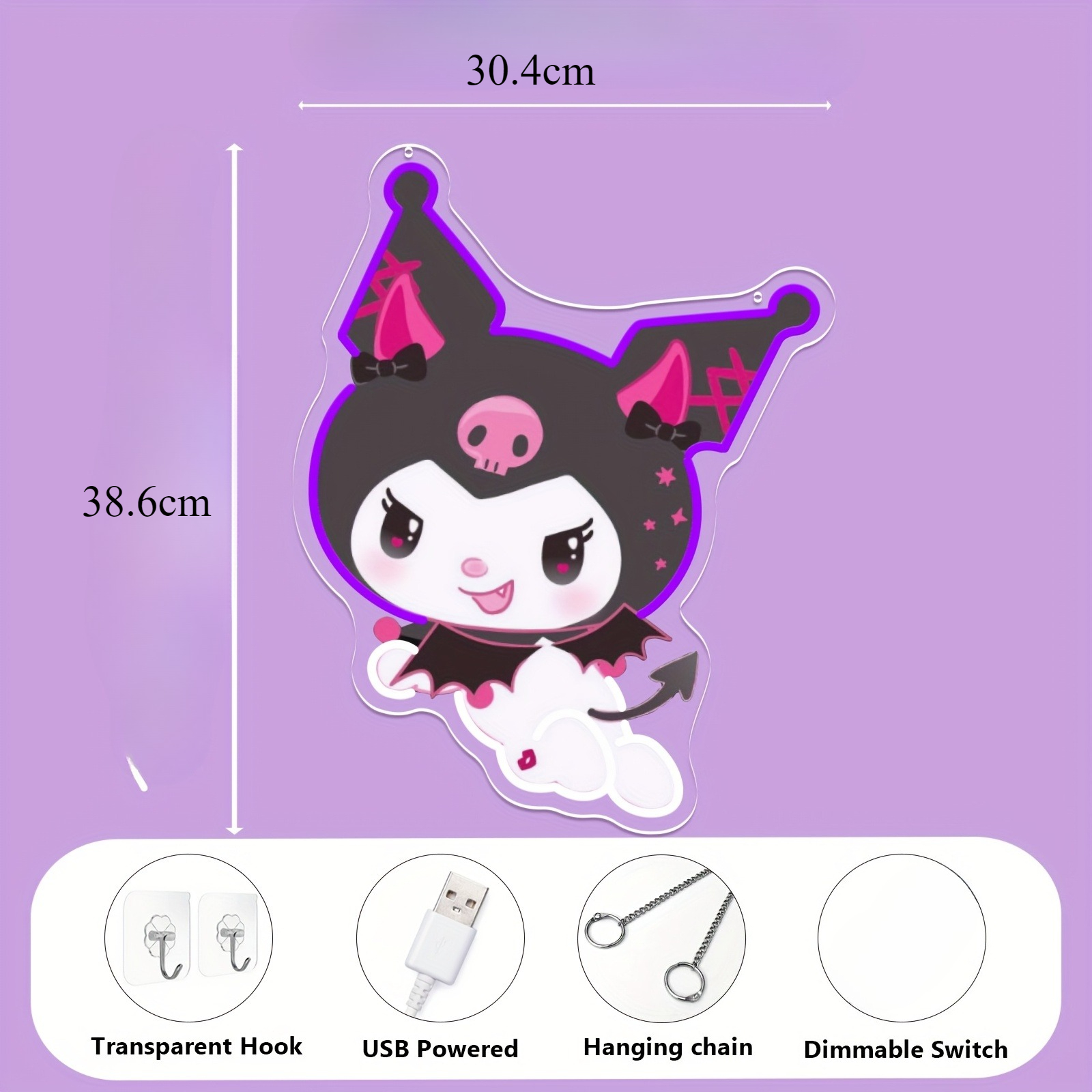 Kuromi LED Neon Sign Purple Gl - Gaming Accessories Led ulasan dan harga