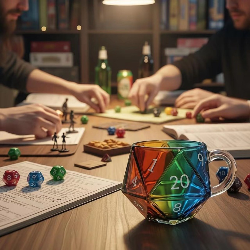 20-Sided Dice Shaped Glass Cof - Gaming Accessories Gift Ideas ulasan dan harga